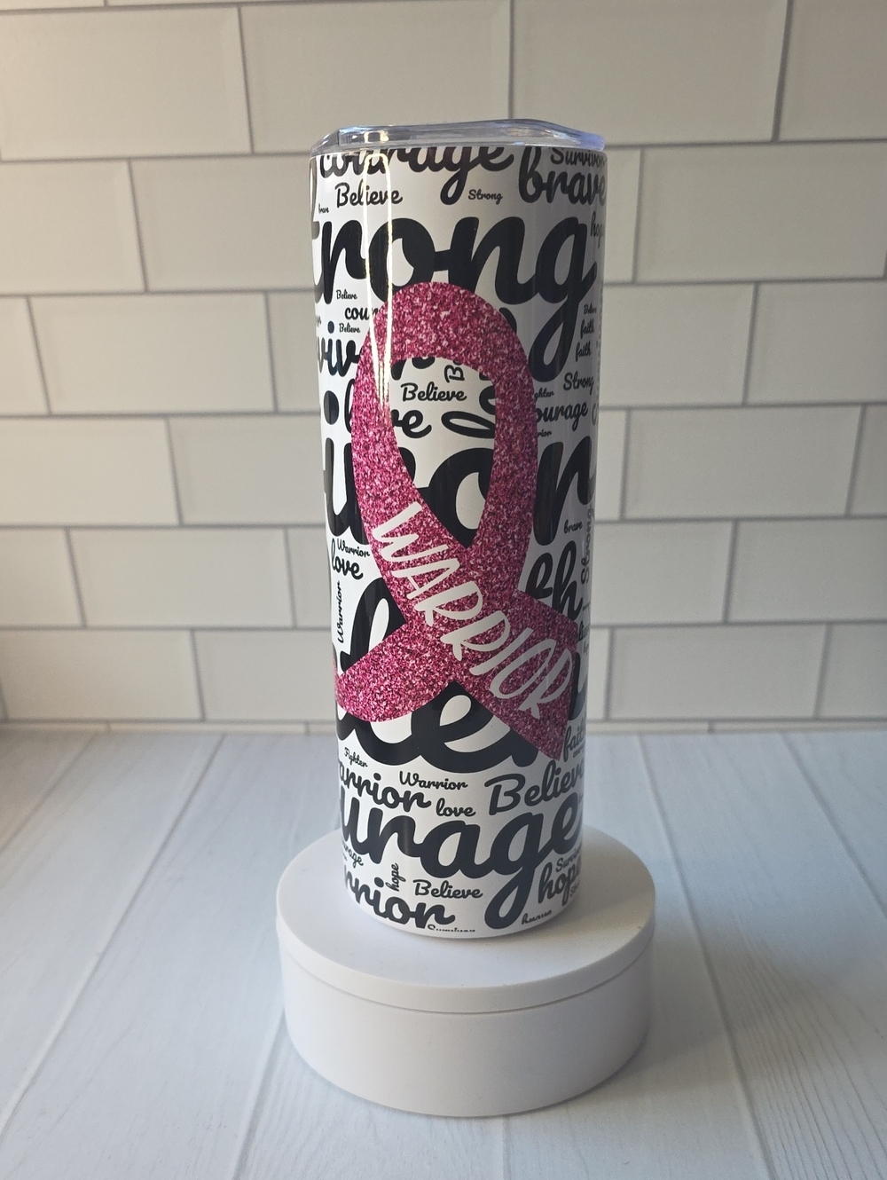 Pink Ribbon 'Warrior' Stainless Tumbler - Home Kitchen